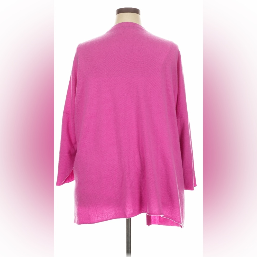 Eskandar 2X 3X 100% Cashmere lipstick pink kimono cardigan sweater - Picture 2 of 6
